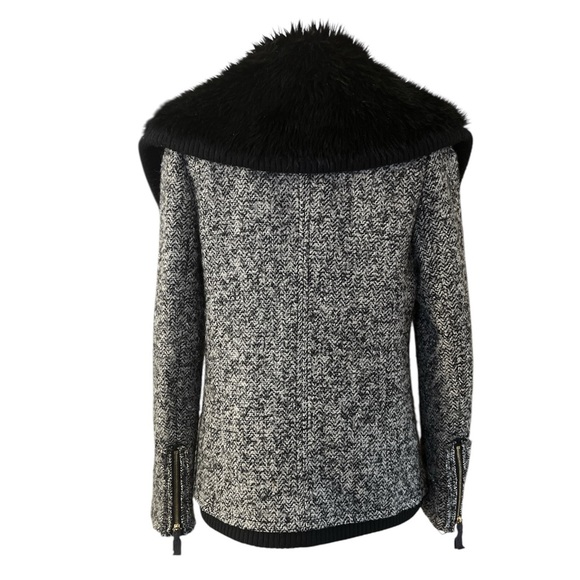 Juicy Couture Tweed Pea Coat w/ Faux Fur Collar S | Holiday Party Chic - Picture 5 of 15